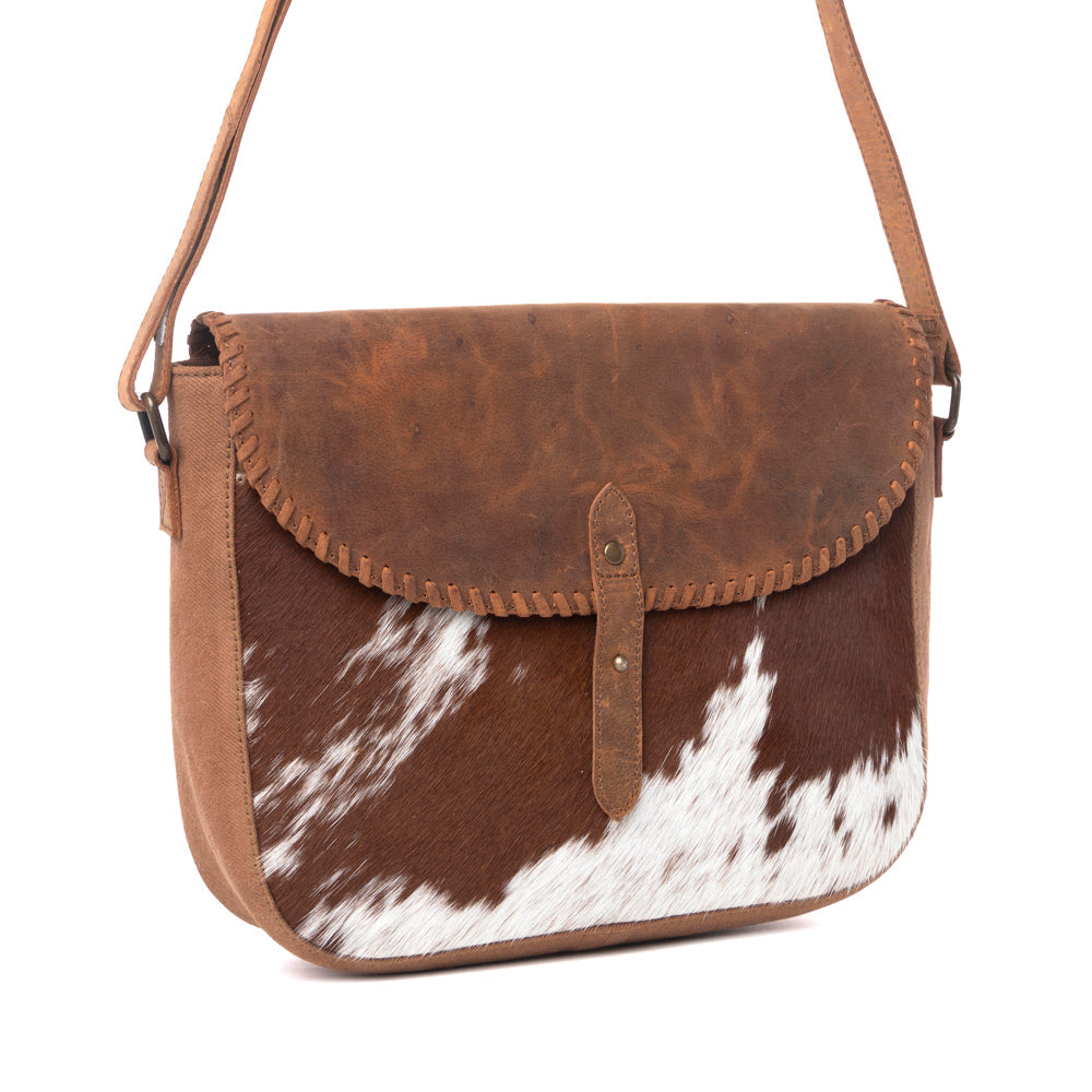 Myra Honey Field Hairon Leather Messenger Bag in Sable Mist - Myra USA