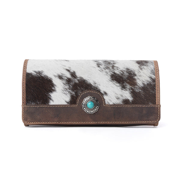 Myra Rustwood Concho Leather Women’s Wallet in Charcoal Cream - Myra USA