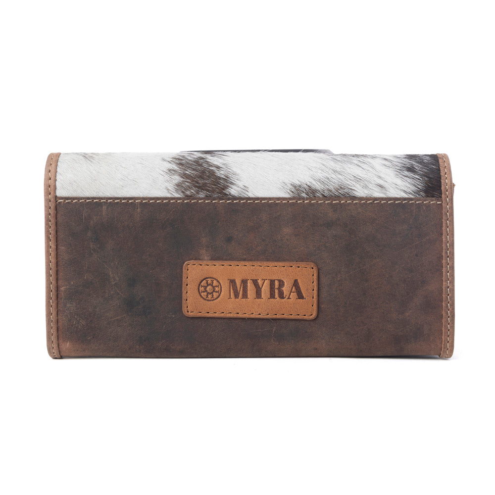 Myra Rustwood Concho Leather Women’s Wallet in Charcoal Cream - Myra USA