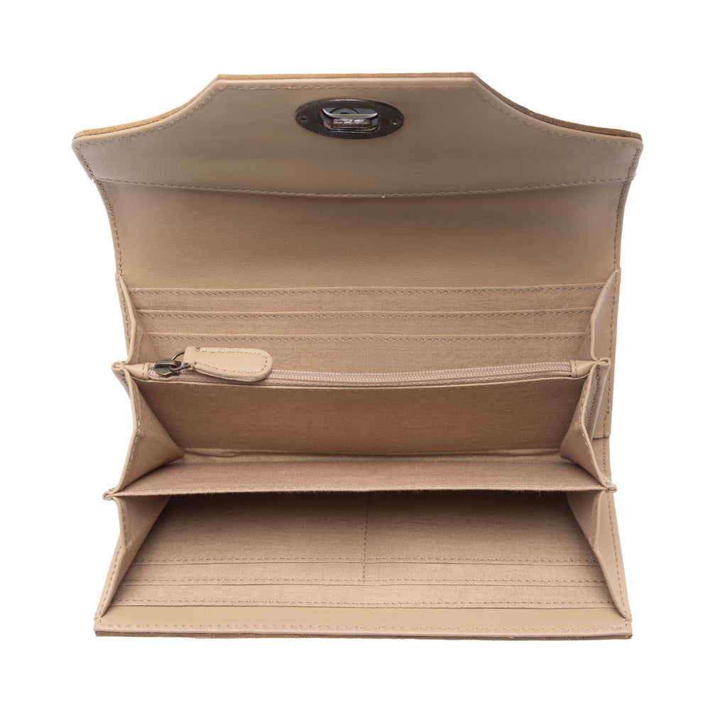 Myra Fern Pass Handtooled Hairon Leather Women’s Wallet in Warm Caramel - Myra USA