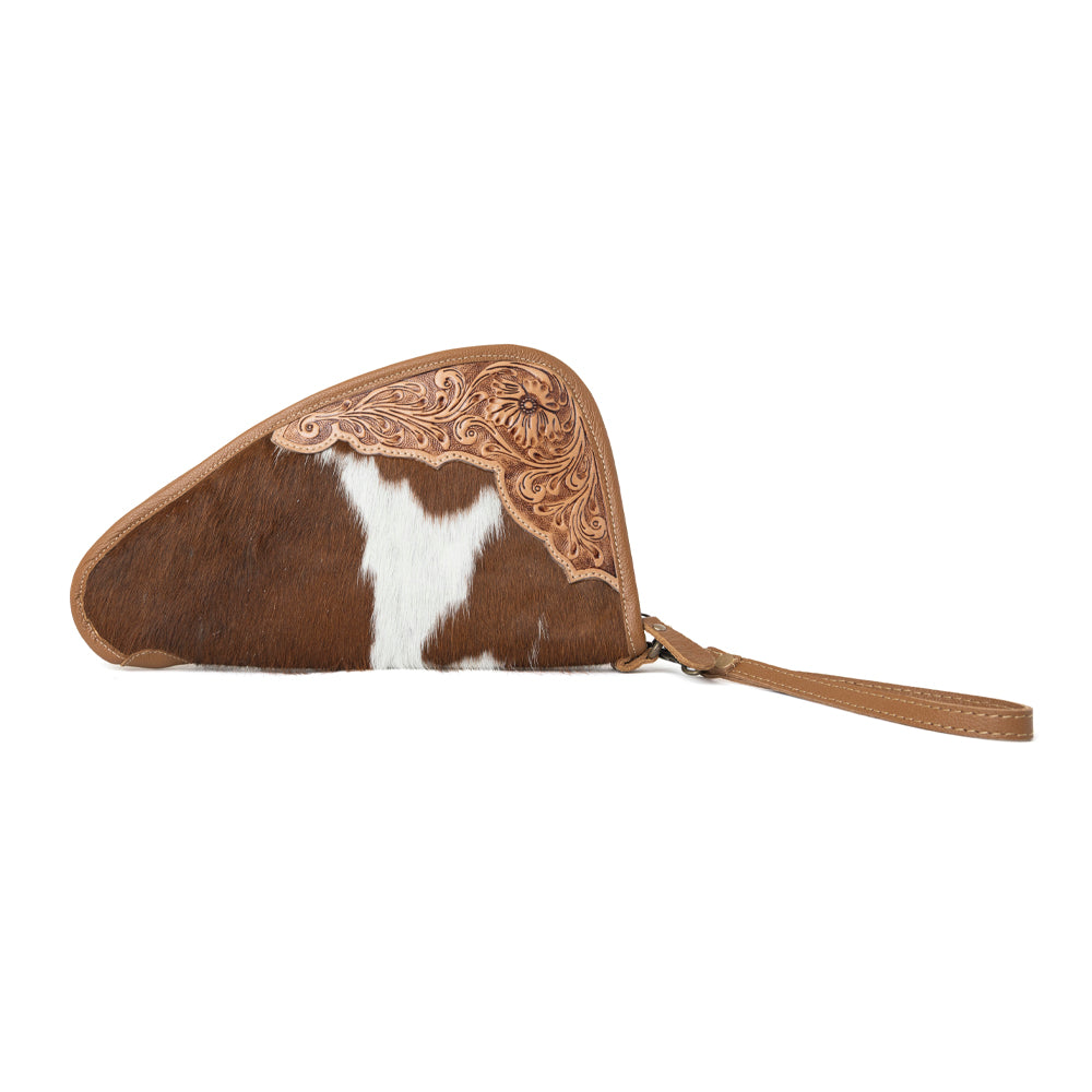 Myra Cinder Oak Handtooled Hairon Leather Gun Case in Sunlit Sand - Myra USA