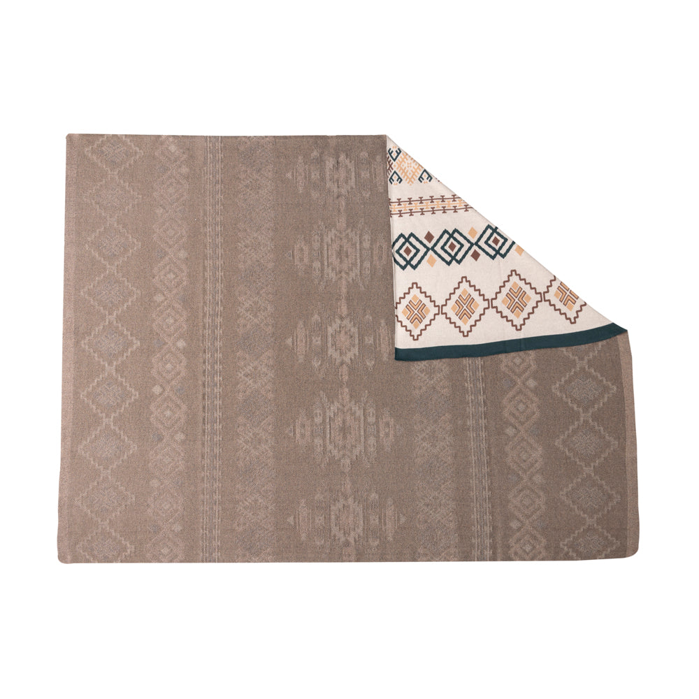 Canyon Knit Cotton Throw in Sandstone Geo For Your Western Couch - Myra USA