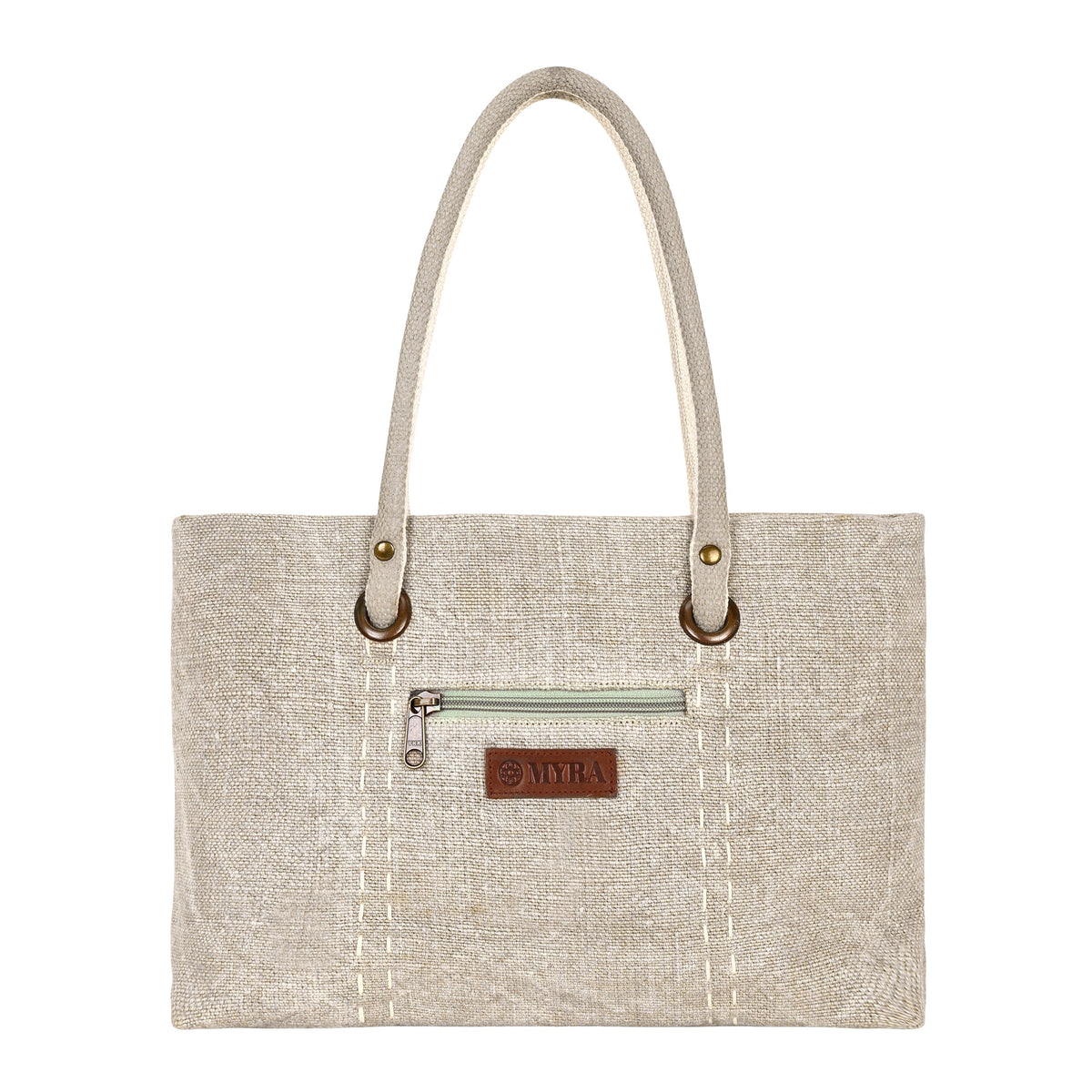 Myra Amber Flats Tote Bag for Women in natural with saddle stitch - Myra USA