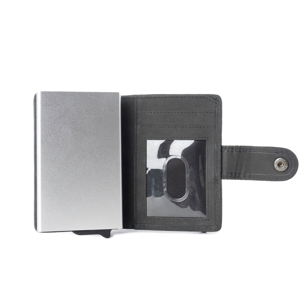 Dune Star Hairon Leather Credit Card Holder in Black & White - Myra USA