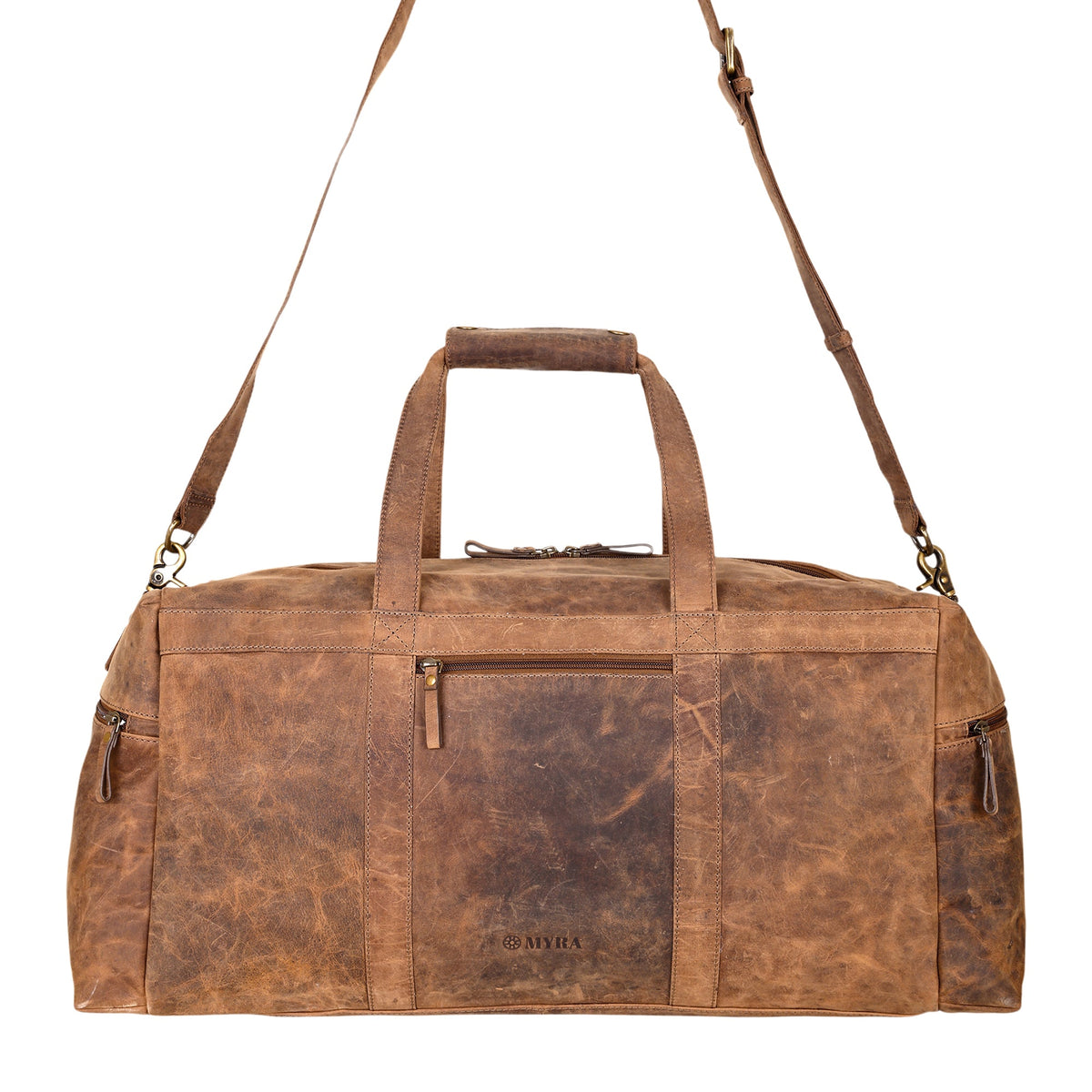 Myra Ridgehaven Traveller Bag in brown wide with detachable shoulder strap - Myra USA