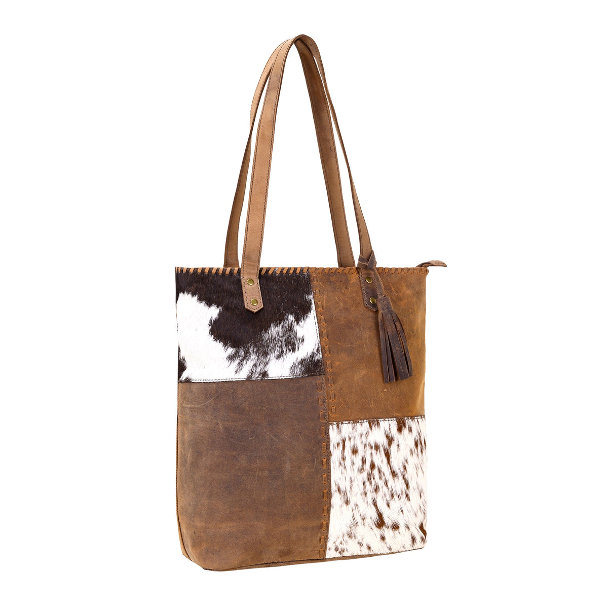 Myra Millridge Tote Bag for Women in brown with hair on and whipstitch - Myra USA