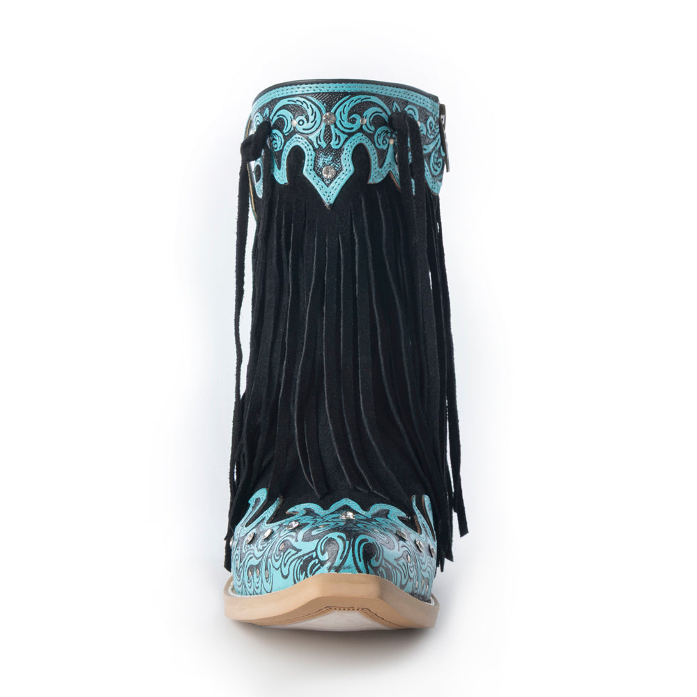 Nashville Nights Boots for Women in Twilight, Handtooled Genuine Leather with Swarovski Stones - Myra USA