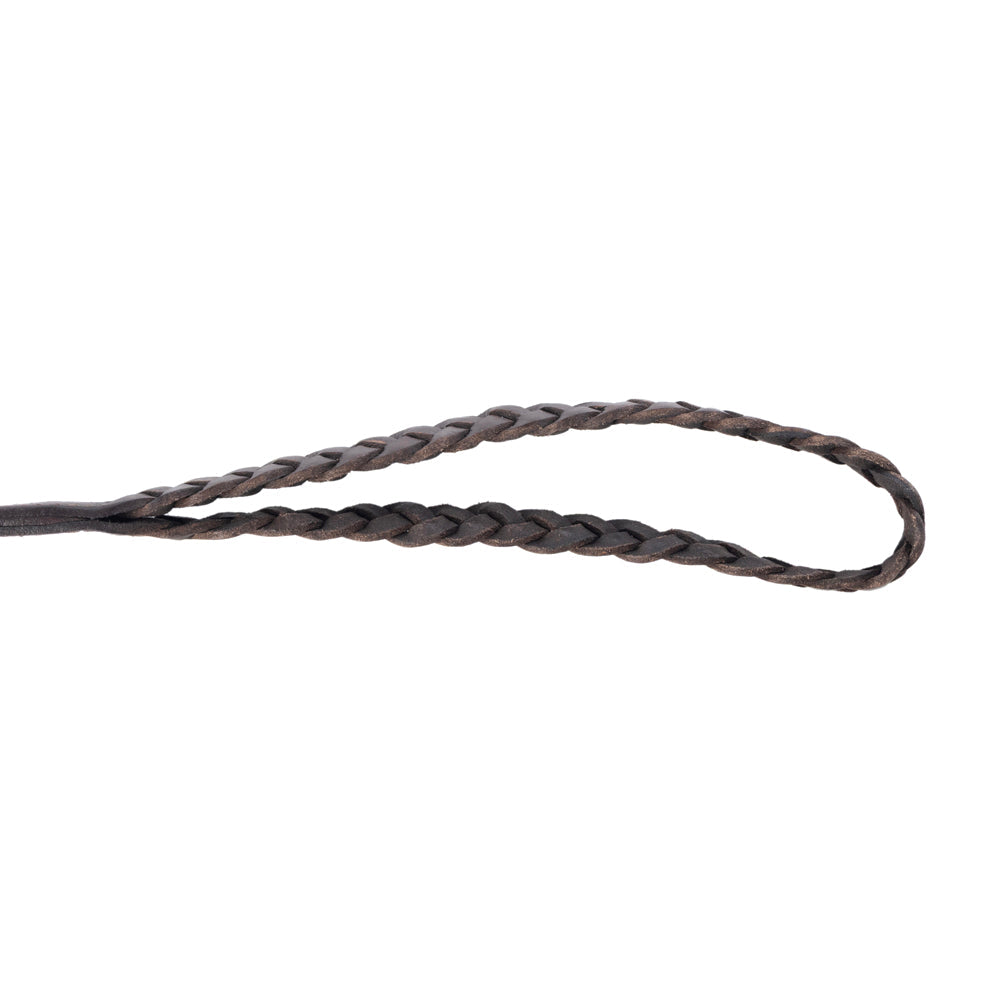 Trailbound Leather Dog Leash in Rustic Brown with Braided Design and Metal Hook - Myra USA