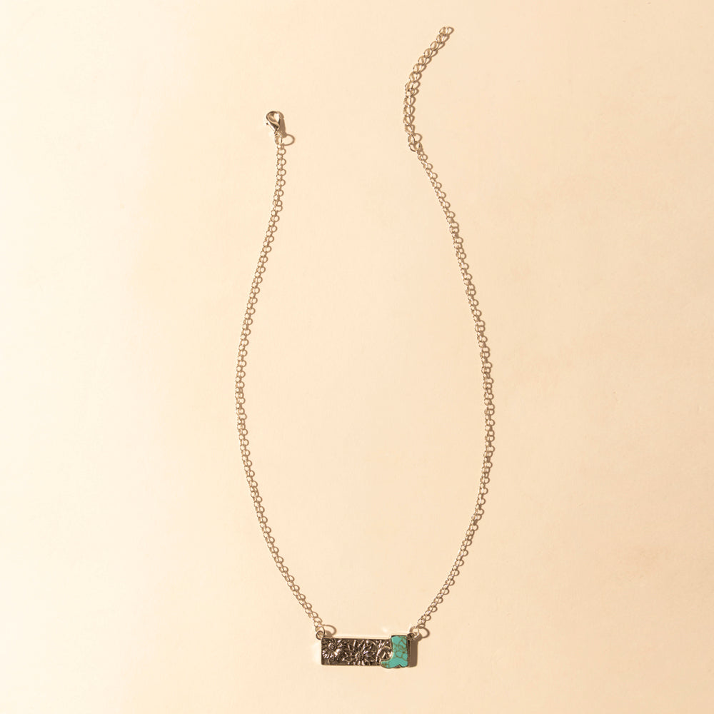 Cowgirl Boot Charm Necklace for Women in Moonlit and Turquoise - Myra USA