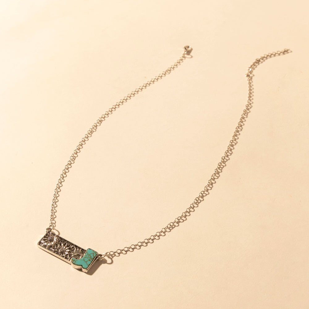 Cowgirl Boot Charm Necklace for Women in Moonlit and Turquoise - Myra USA