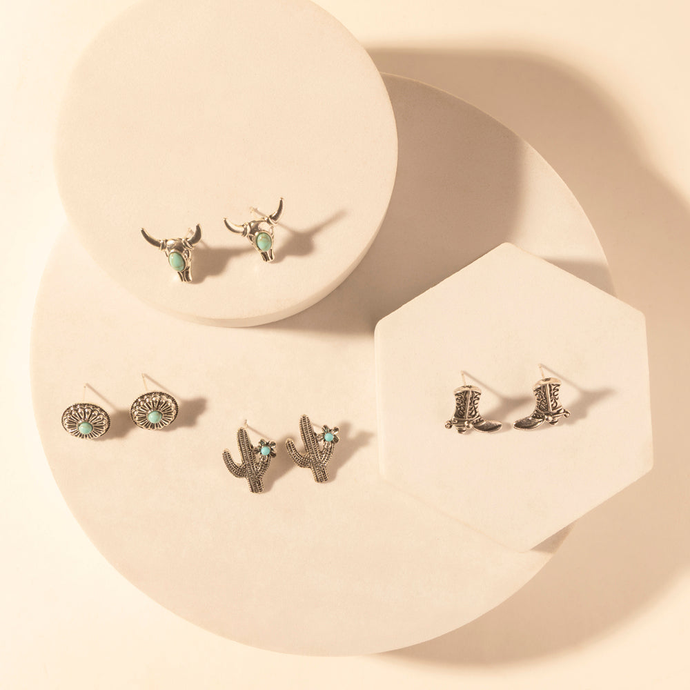 Sonoran Stud Set in with turquoise detail in premium style - Myra USA