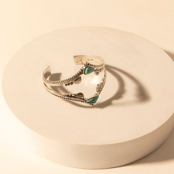 Pueblo Stack Cuff Bracelets for Women with turquoise, and feather stone detail for western wear - Myra USA