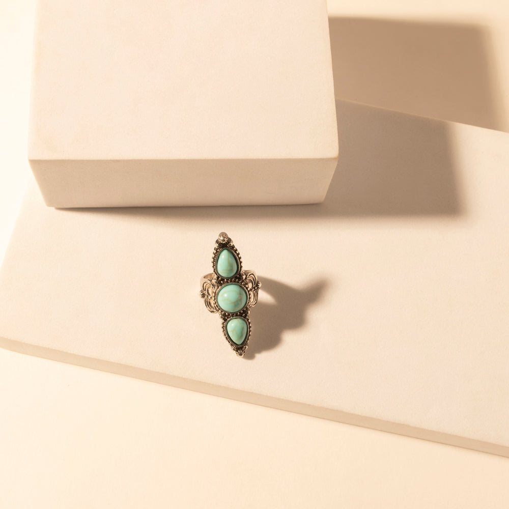 Wildfire Turquoise adjustable Ring for Women with turquoise detail for premium western wear - Myra USA