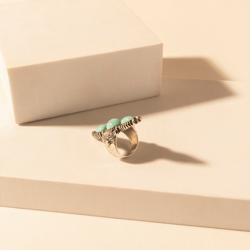 Wildfire Turquoise adjustable Ring for Women with turquoise detail for premium western wear - Myra USA