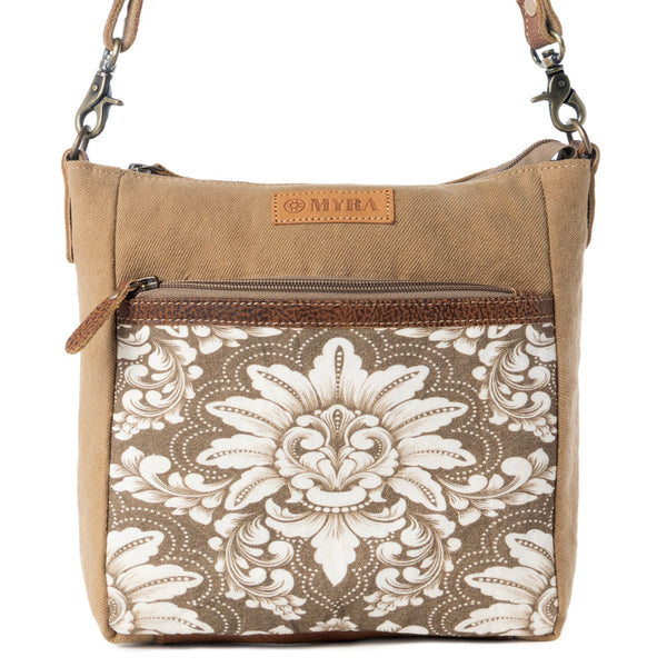 Crestbloom Vintage Crossbody Bag for Women in olive with print detail - Myra USA