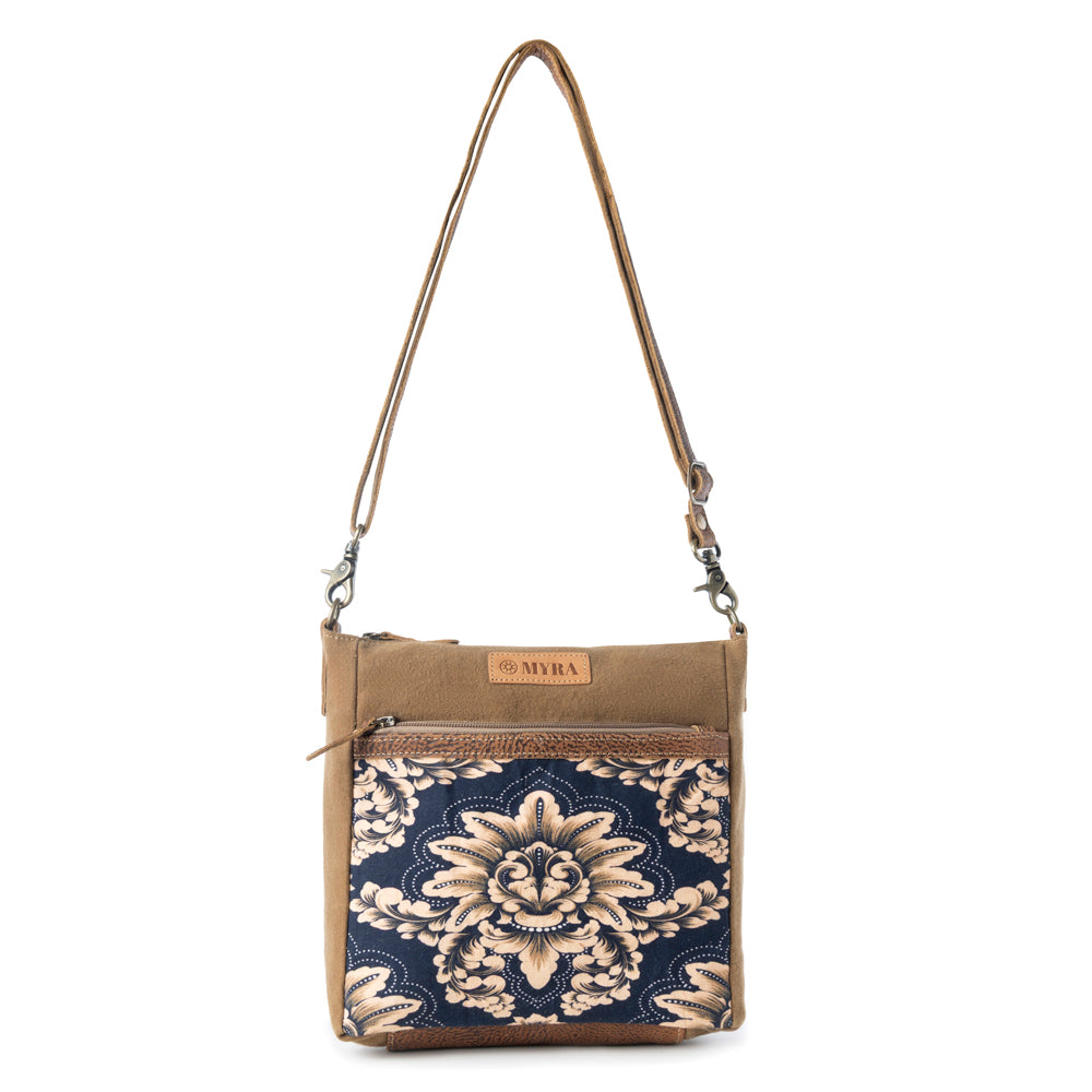 Crestbloom Vintage Crossbody Bag for Women in navy with print detail - Myra USA