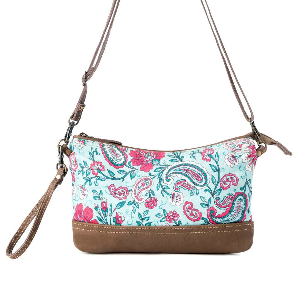 Wild Posy Crossbody Bag for Women in agave with print detail - Myra USA