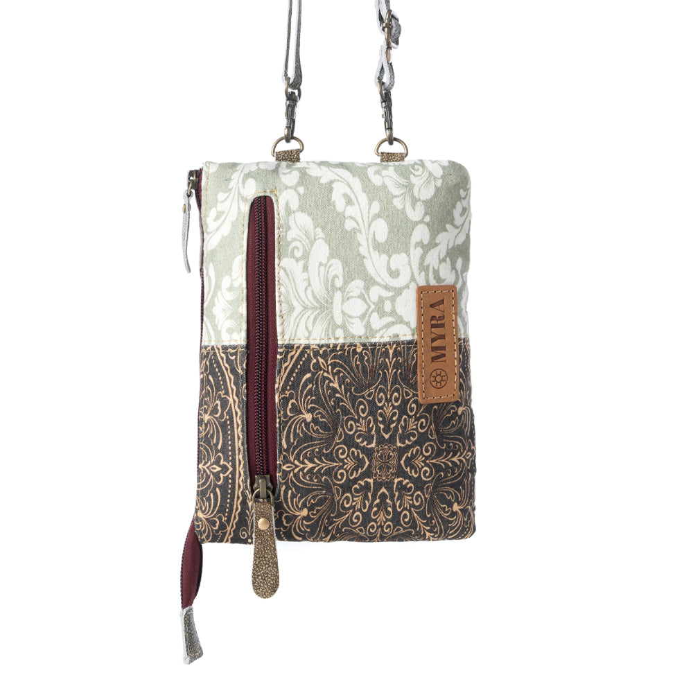 Wild Baroque Phone Crossbody in black with leather detail - Myra USA