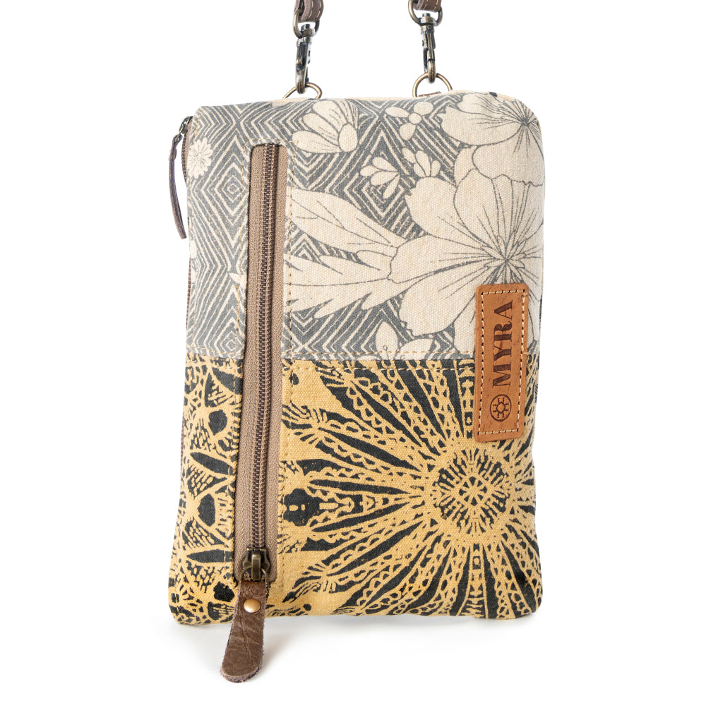 Vine Nouveau Western Phone Crossbody in sage with leather detail - Myra USA