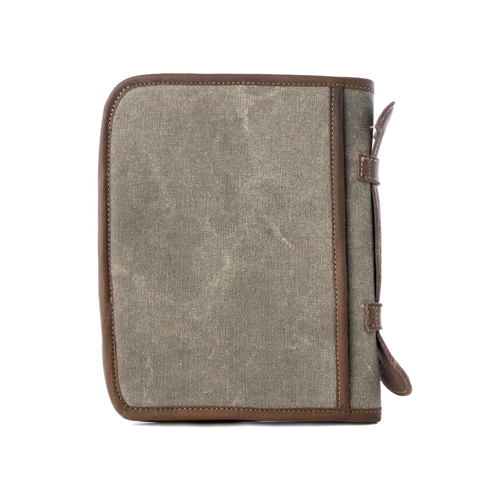 Graceword Western Bible Cover in olive with flap closure and leather detail - Myra USA