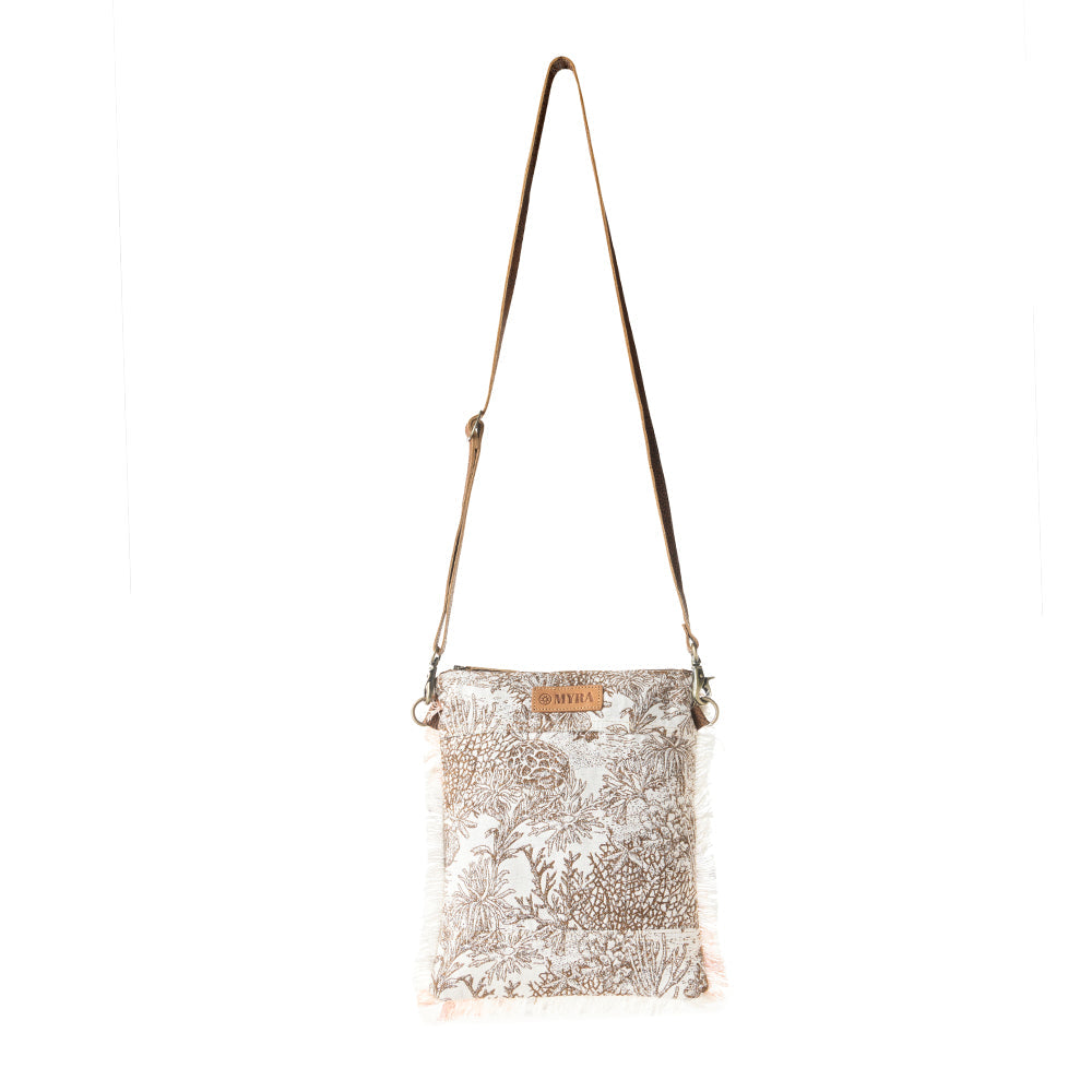 Loom Tapestry vintage Crossbody Bag for Women in white with fringe detail - Myra USA