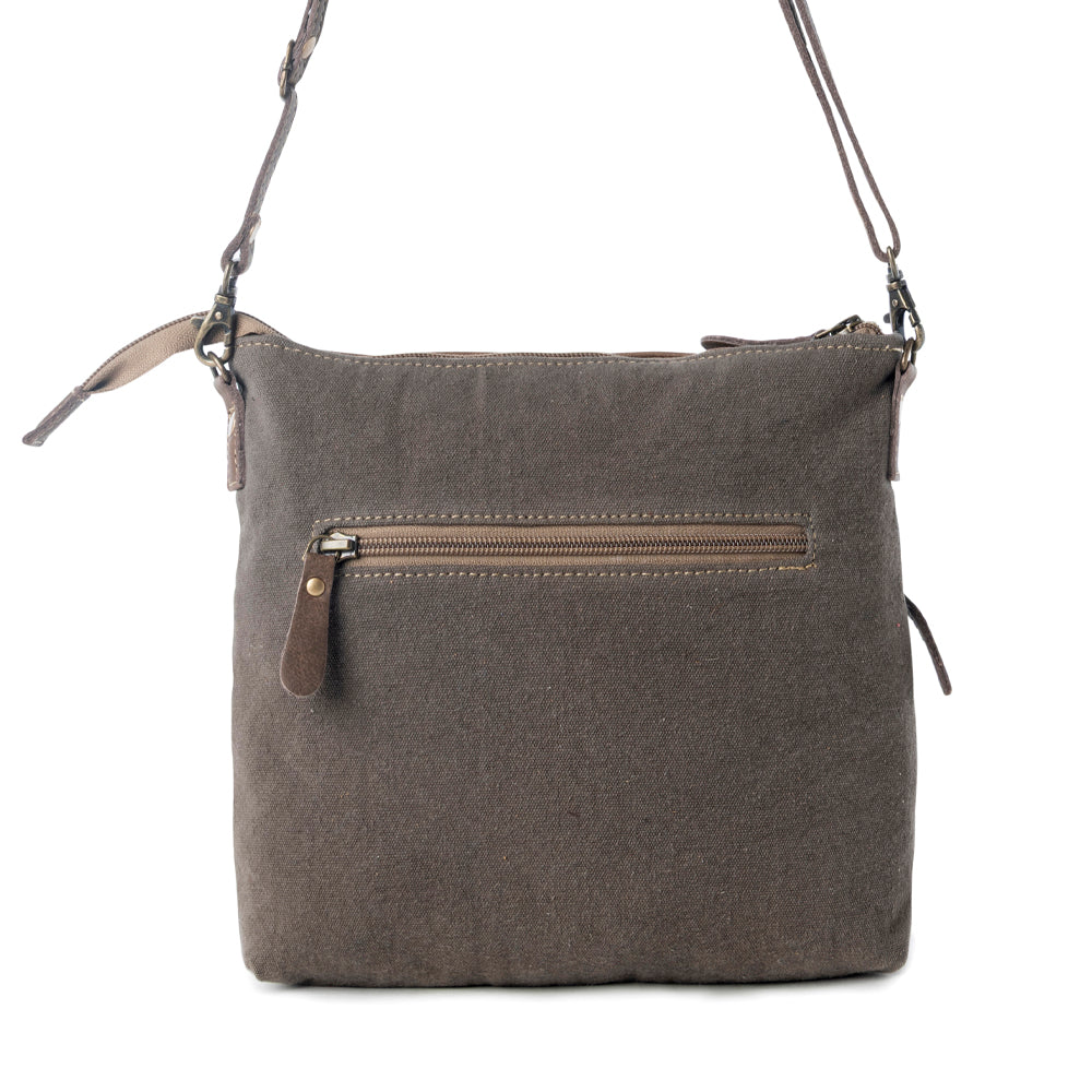Wildprint Trail Vintage Crossbody Bag for Women in olive with tile detail - Myra USA