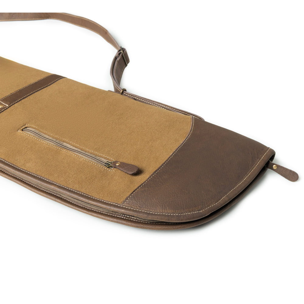 Long Range Cotton Leather Rifle Case in Antique Olive - Myra USA