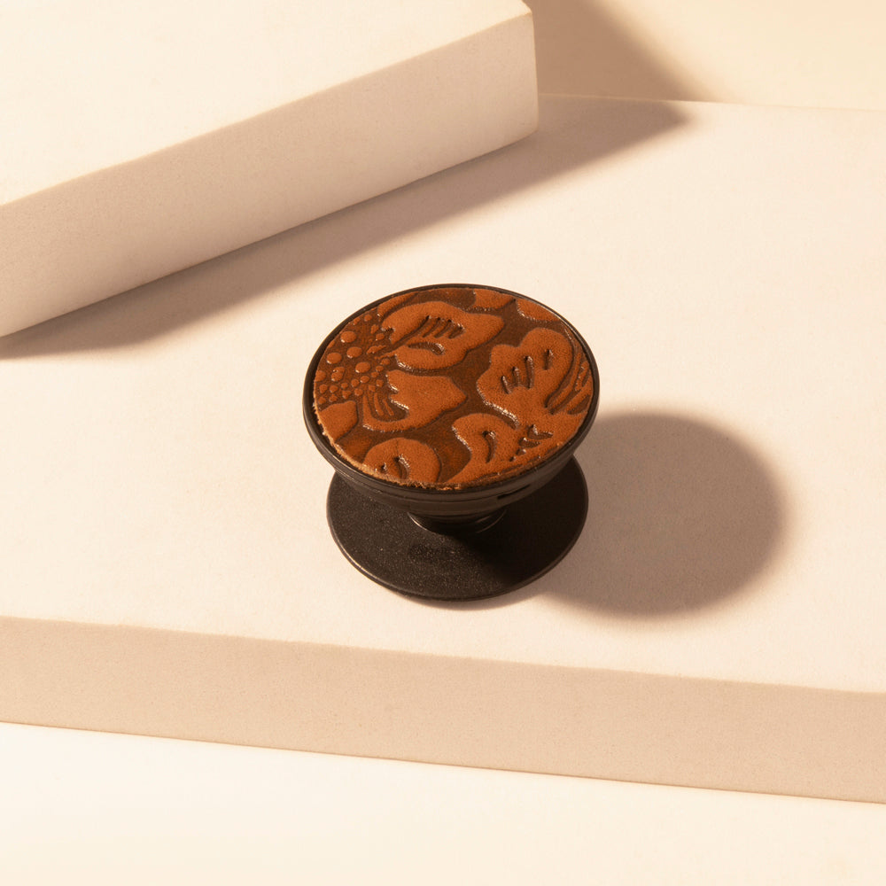 Magnolia Trail Phone Socket for Women in brown with handtooled detail for everyday use - Myra USA