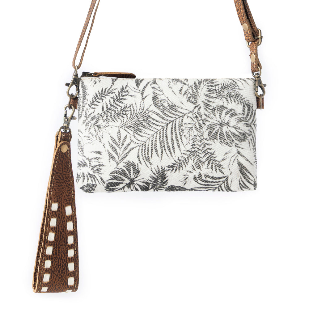 Frondtrail upcycled canvas Belt Bag for Women in ivory with leather detail - Myra USA