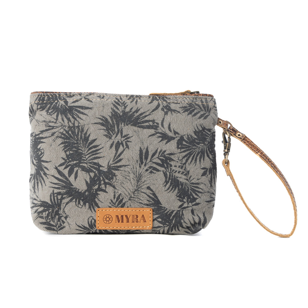 Fernfield Vintage Wristlet for Women in olive with leather detail - Myra USA