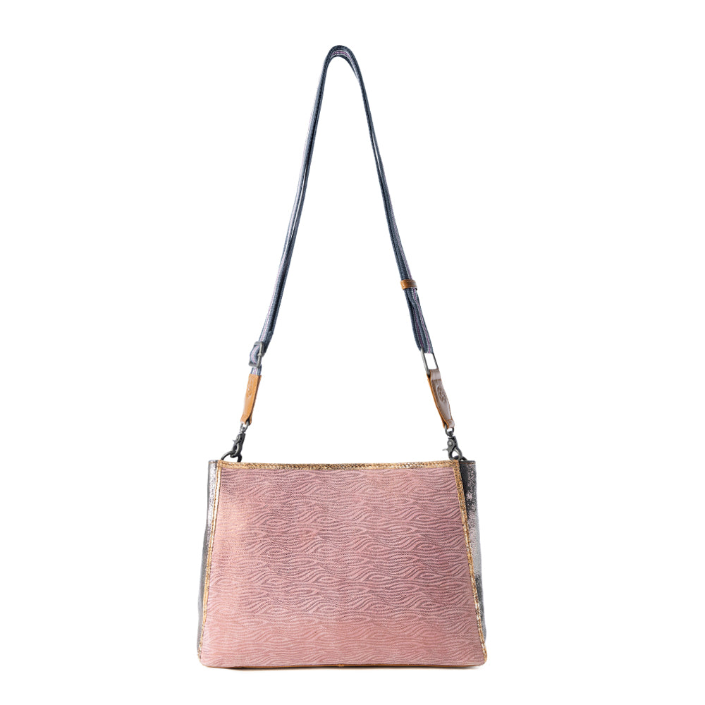 Rosemist Leather Bag for Women in pink with textured detail and shoulder strap - Myra USA