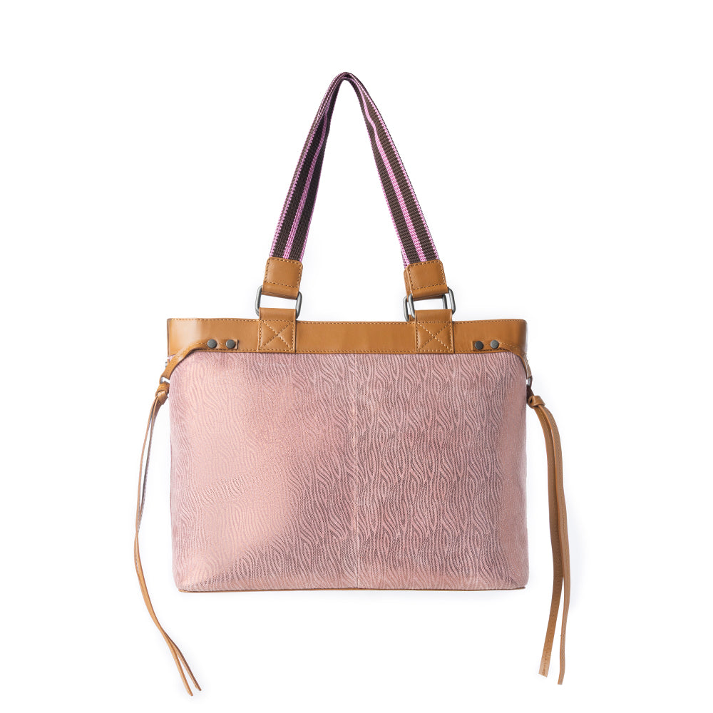 Sweetbriar Leather Tote Bag for Women in pink with textured detail and shoulder strap - Myra USA