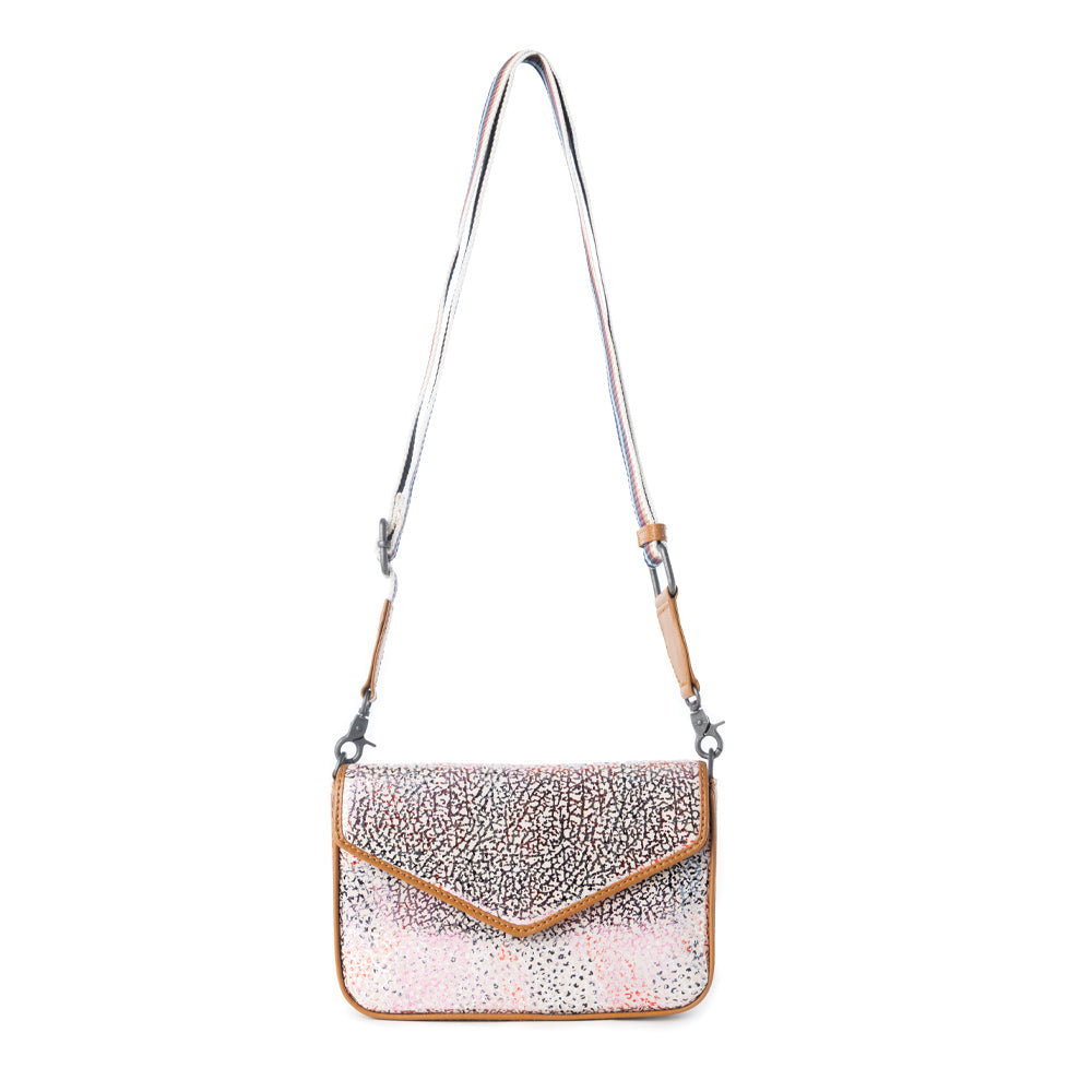 Wild Print Leather Bag for Women in cream with textured detail and shoulder strap - Myra USA