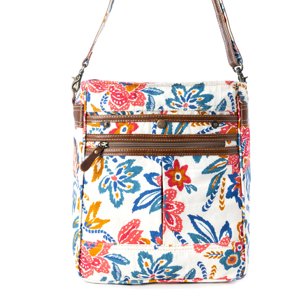 Folkflora upcycled canvas concealed Carry Bag for Women in white - Myra USA