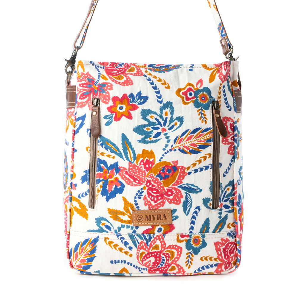 Folkflora upcycled canvas concealed Carry Bag for Women in white - Myra USA