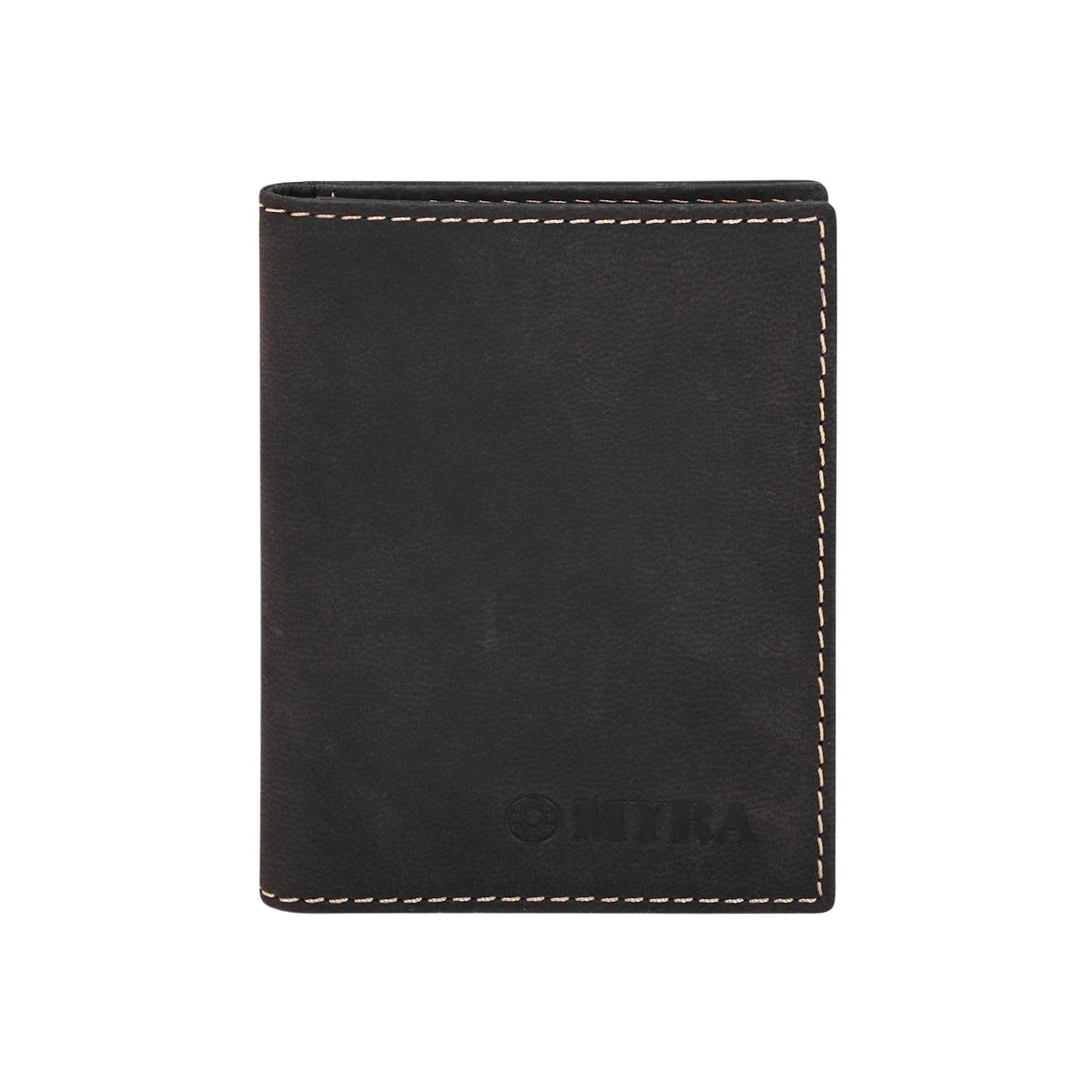 Myra Waystop Credit Card Holder in black with contrast stitch - Myra USA