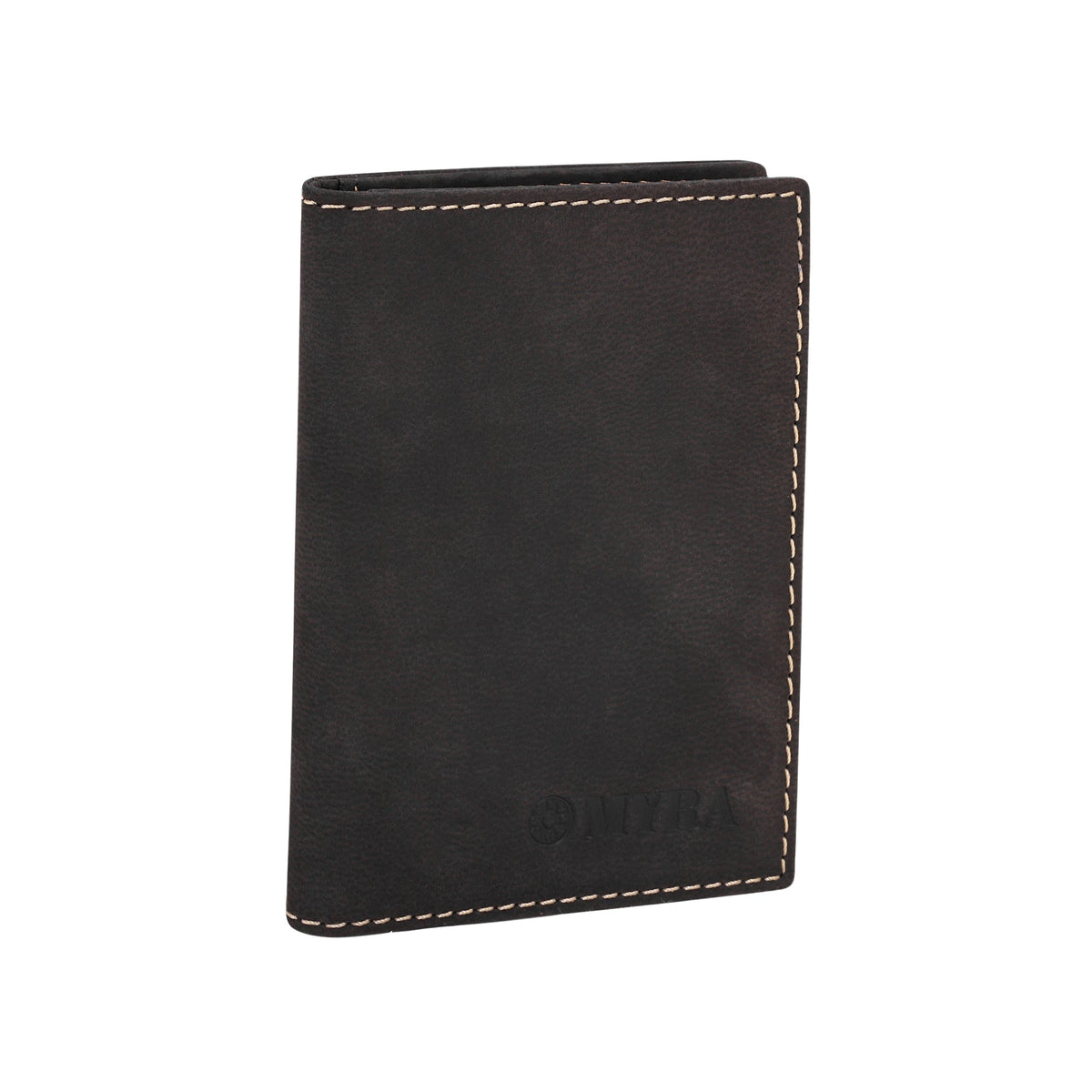 Myra Waystop Credit Card Holder in black with contrast stitch - Myra USA