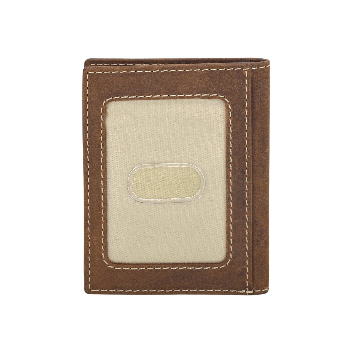 Myra Waystop Credit Card Holder in brown with contrast stitch - Myra USA