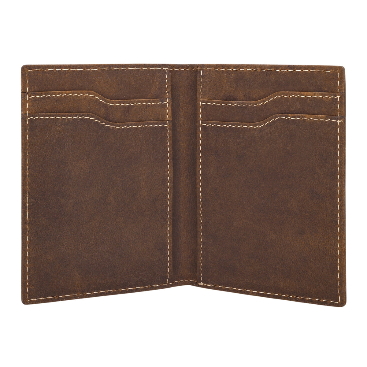 Myra Waystop Credit Card Holder in brown with contrast stitch - Myra USA