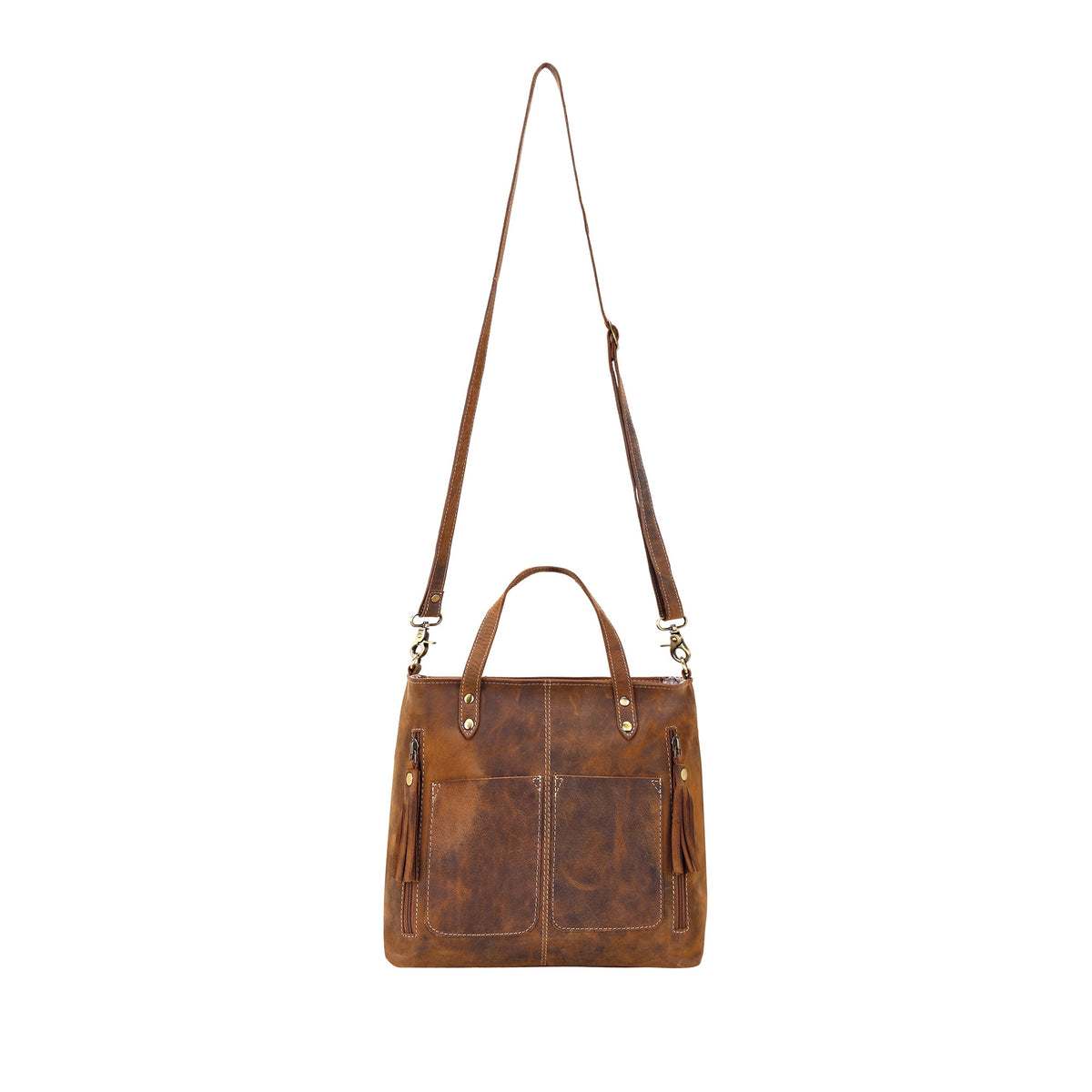 Myra Ultimate Choice Handbag for Women in tan with twin handles and tassels - Myra USA