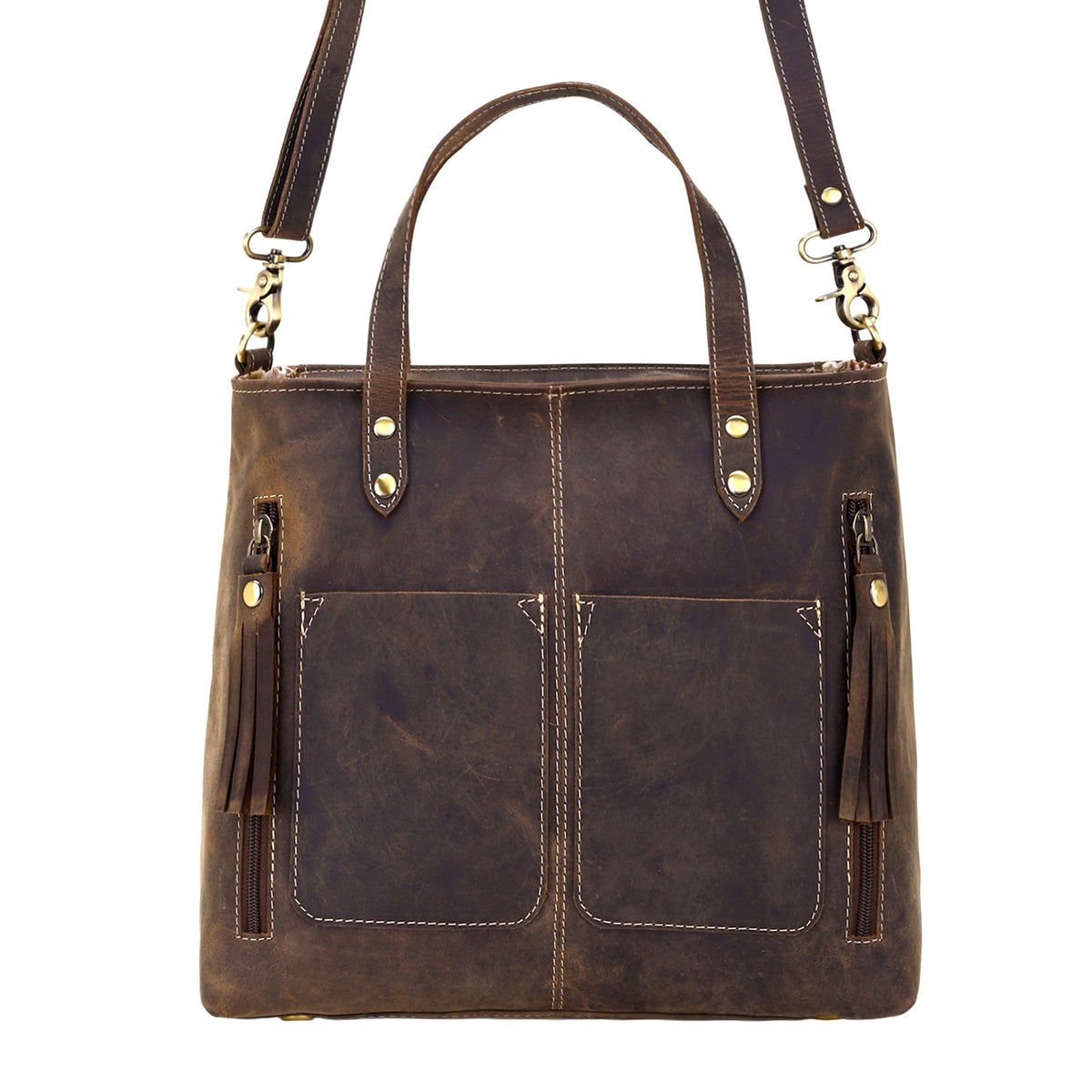 Myra Ultimate Choice Handbag for Women in olive with twin handles and tassels - Myra USA