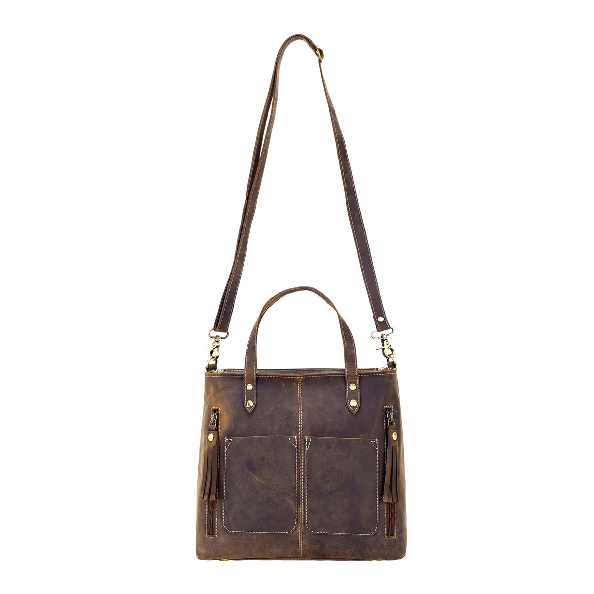 Myra Ultimate Choice Handbag for Women in olive with twin handles and tassels - Myra USA