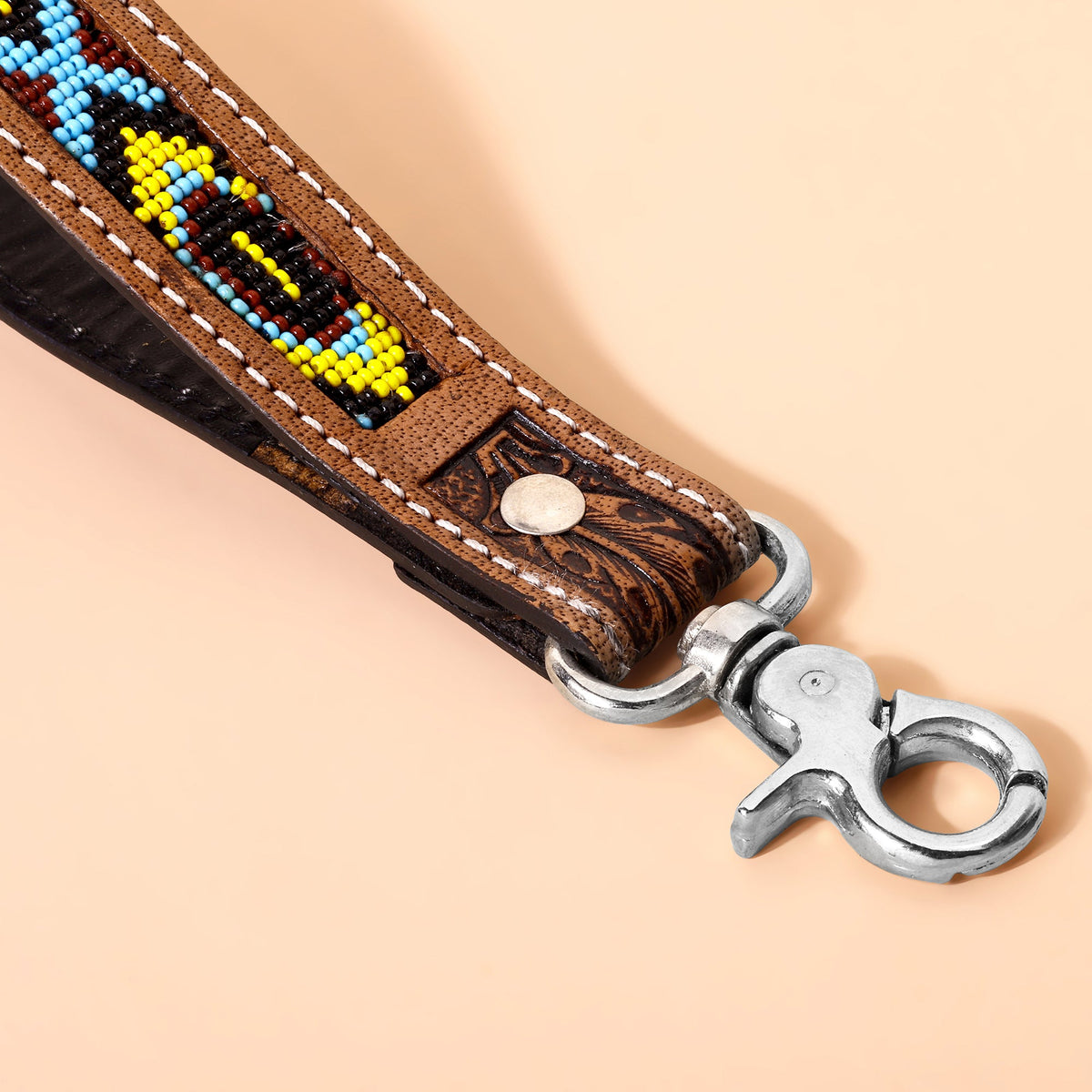 Myra Tobosa Key Fob in multi with beaded Aztec panel - Myra USA