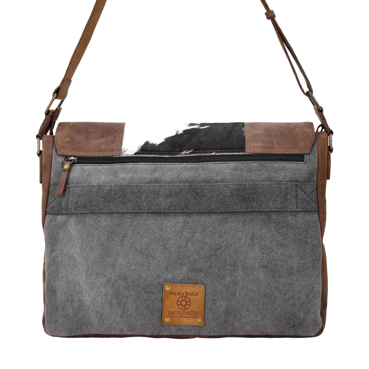 Myra Nightherd Laptop Bag in brown with hair on and turn lock - Myra USA