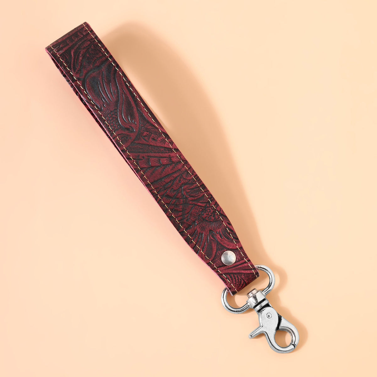 Myra Classic Country Key Fob in burgundy with embossed leather - Myra USA