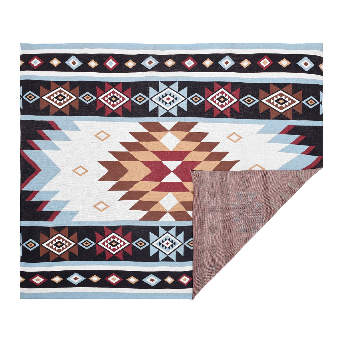 Myra Retama Southwestern Cotton Knitted Throw in Sky - Myra USA