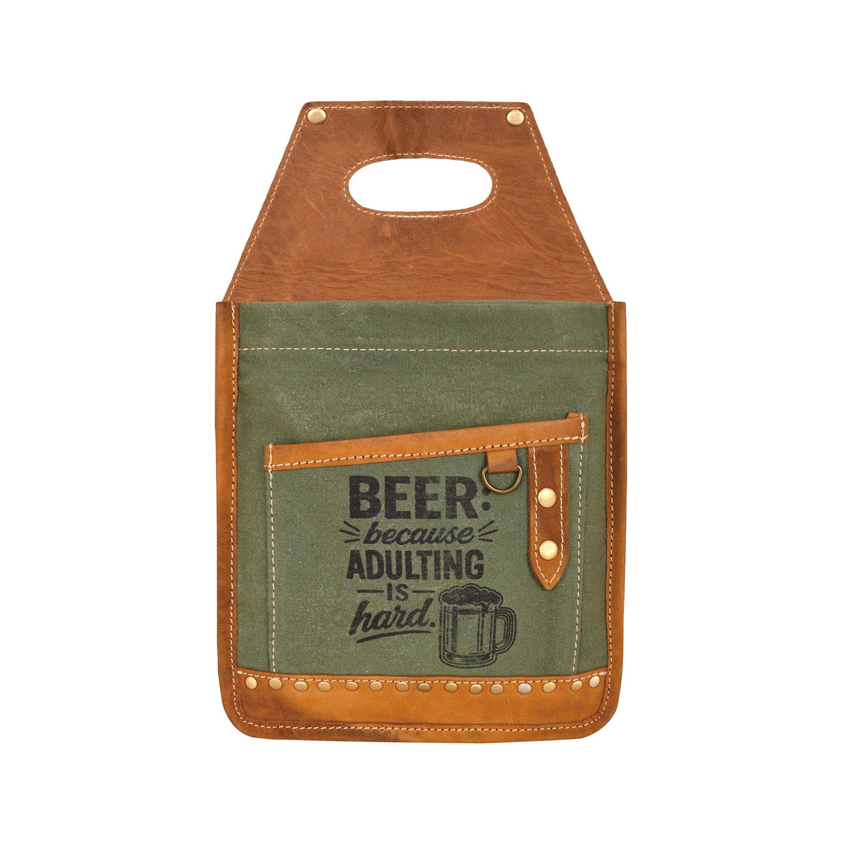 Myra Adulting is hard Beer Bottle Caddy in olive green - Myra USA