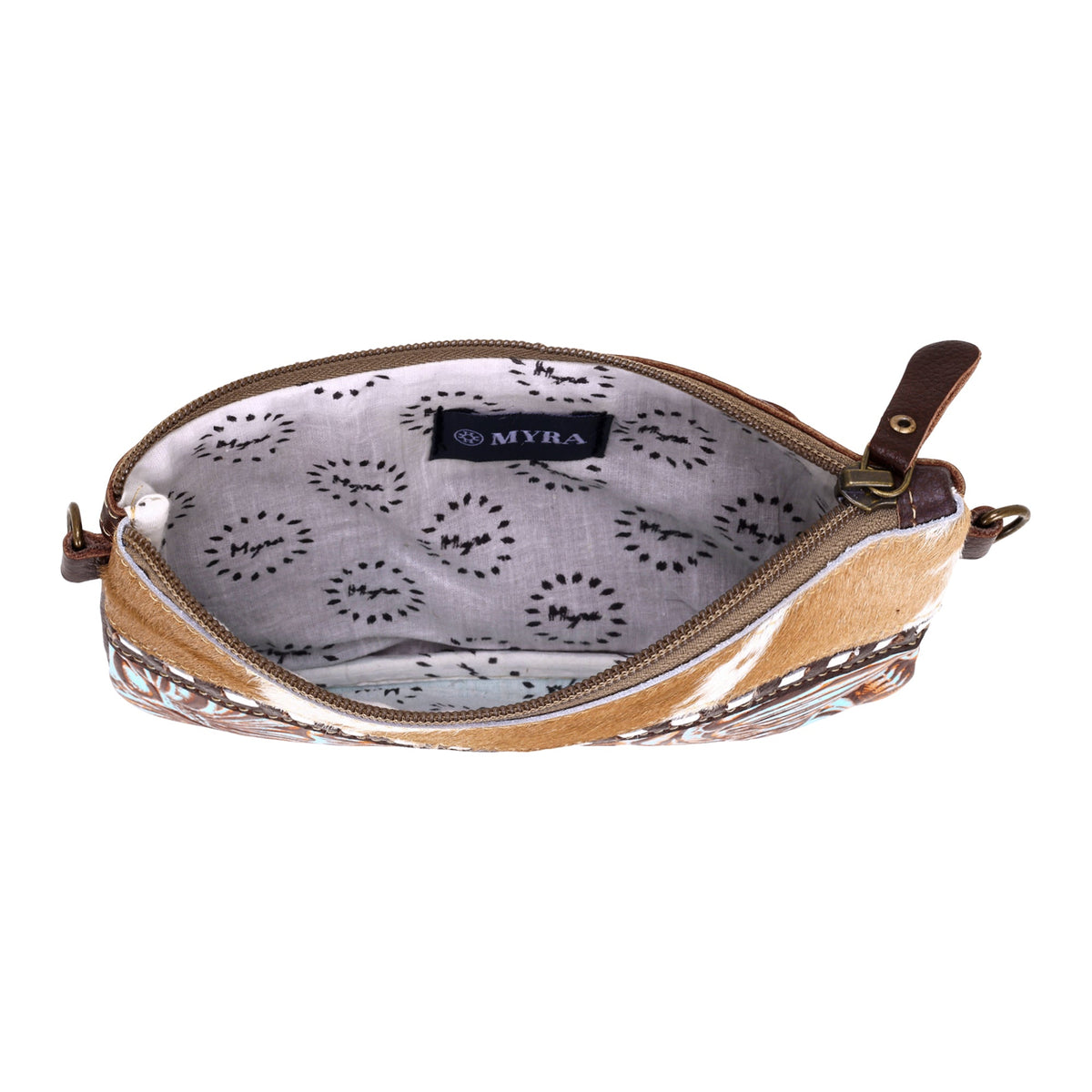 Myra Ocotillo Belt Bag for Women in turquoise with embossed leather and buckstitch - Myra USA