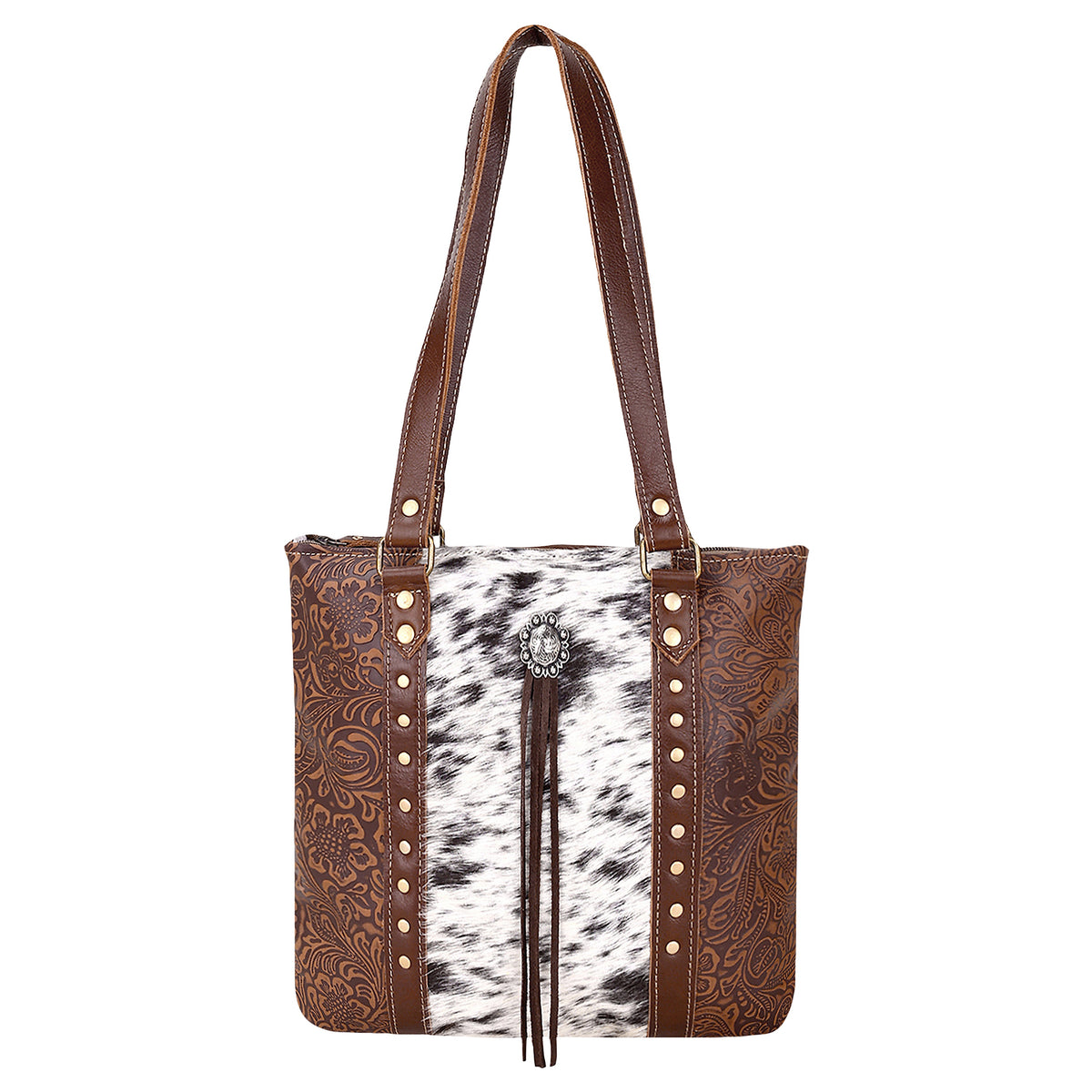 Myra Rosalinda Concealed Carry Bag for Women in brown with hair on and concho - Myra USA