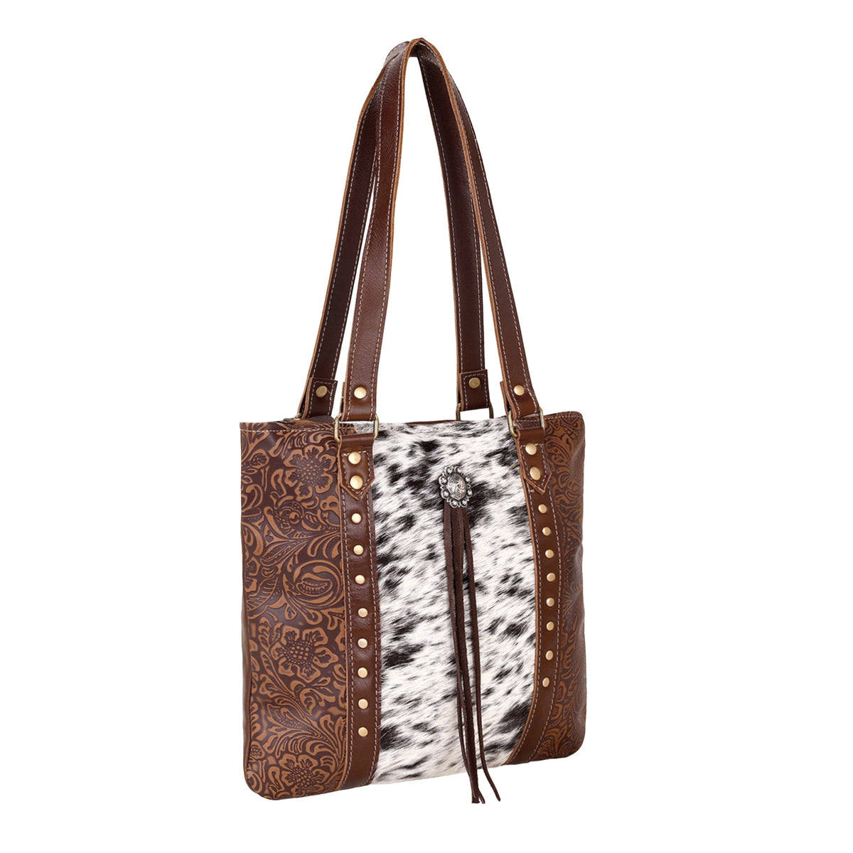 Myra Rosalinda Concealed Carry Bag for Women in brown with hair on and concho - Myra USA